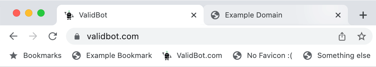 The tabs and favorites bar with and without favicons